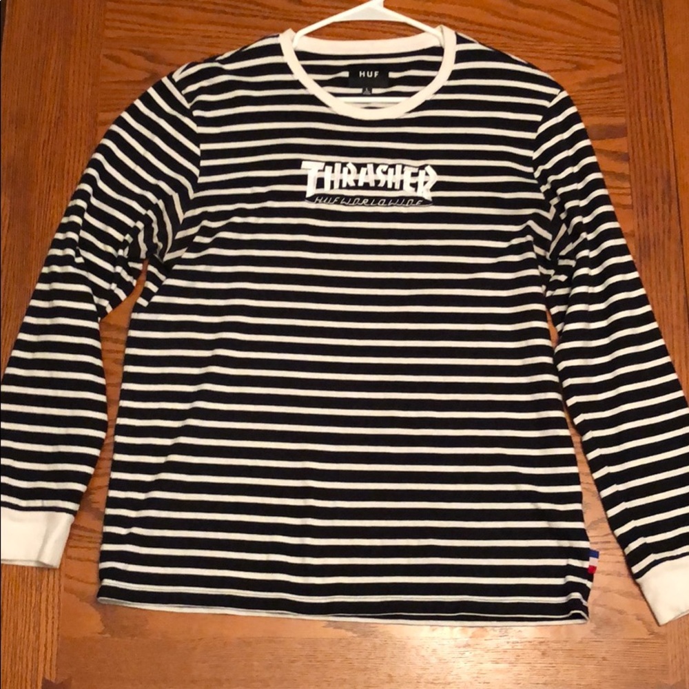 HUF x Thrasher Striped Long Sleeve Tee